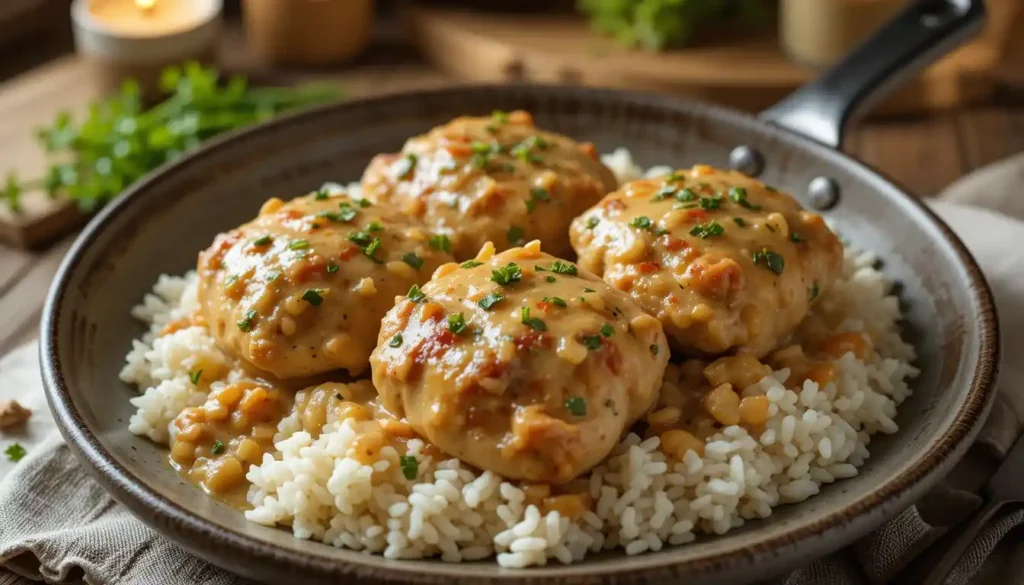 Creamy Smothered Chicken and Rice