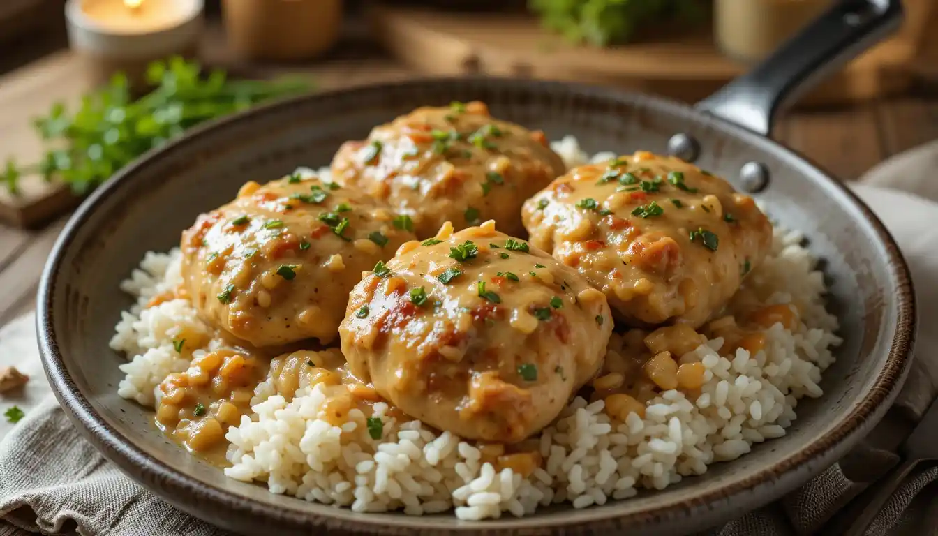 Creamy Smothered Chicken and Rice
