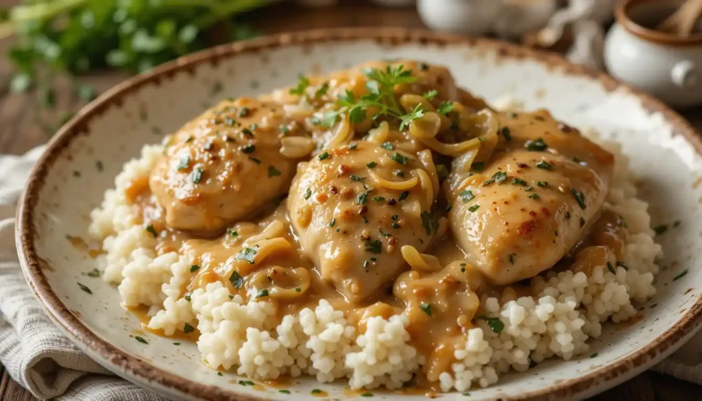 Creamy Smothered Chicken and Rice