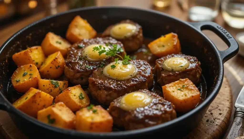 Garlic Butter Steak Bites and Potatoes